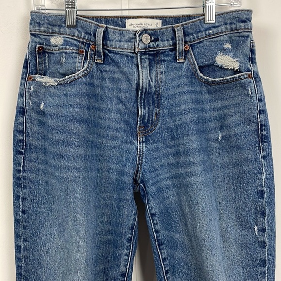 Abercrombie & Fitch Mid Rise Boyfriend Jean Women's 28 Medium Wash Distressed - Picture 4 of 15
